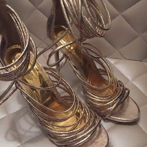 Gold strappy Liliana heels